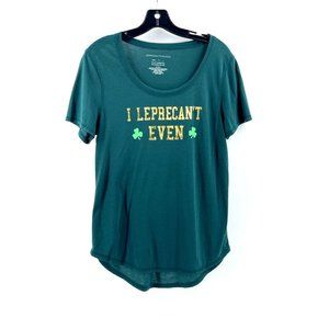 I Leprecan't Even Women's Irish Eagles Green Tee Top T Shirt St. Patty's Size L